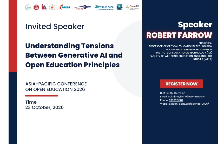 Speaker Announcement: Understanding Tensions Between Generative AI and Open Education Principles - Prof. Robert Farrow
